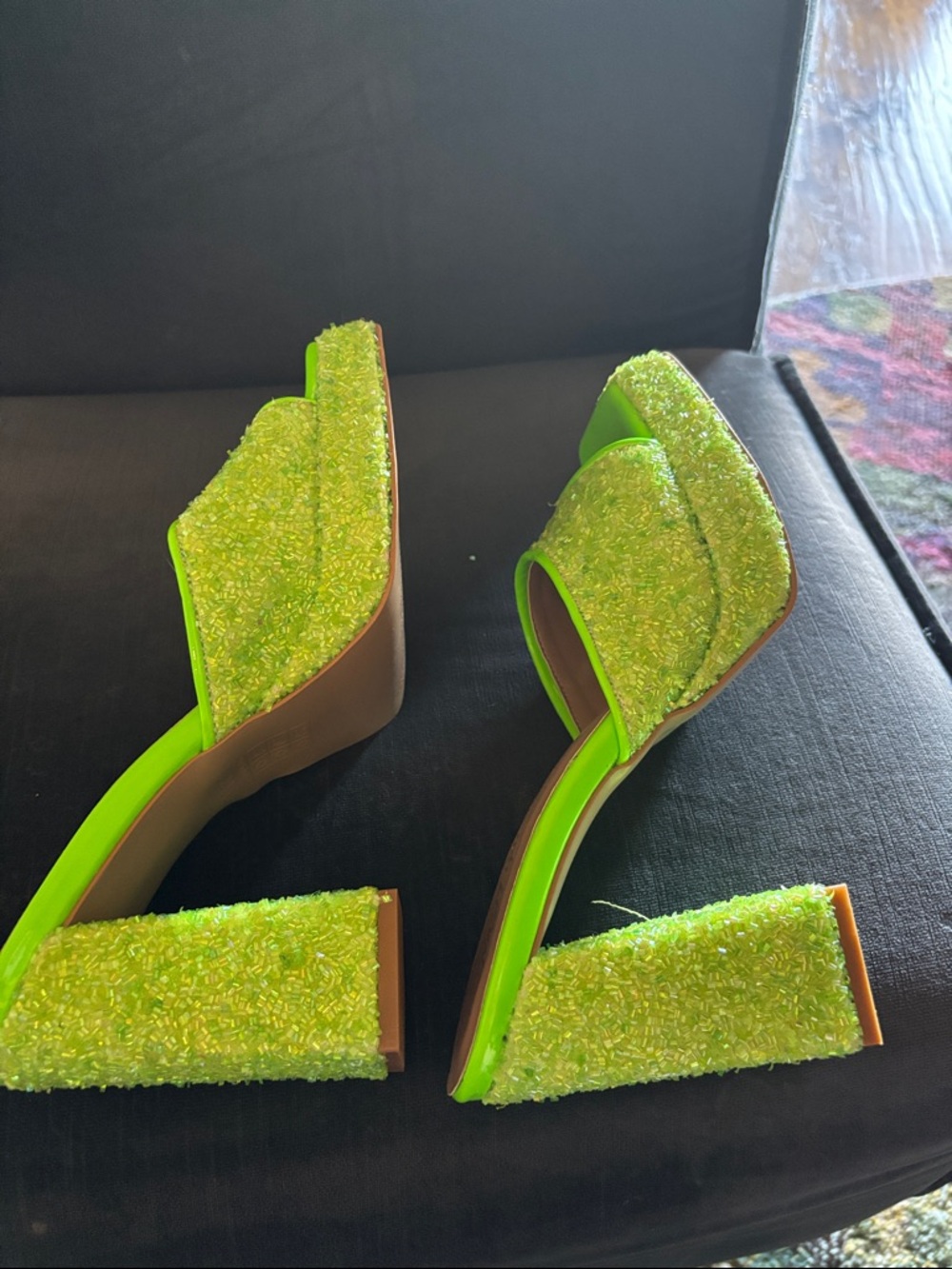 Nasty Gal Lime Neon Beaded Slide Mules - Picture 4 of 6